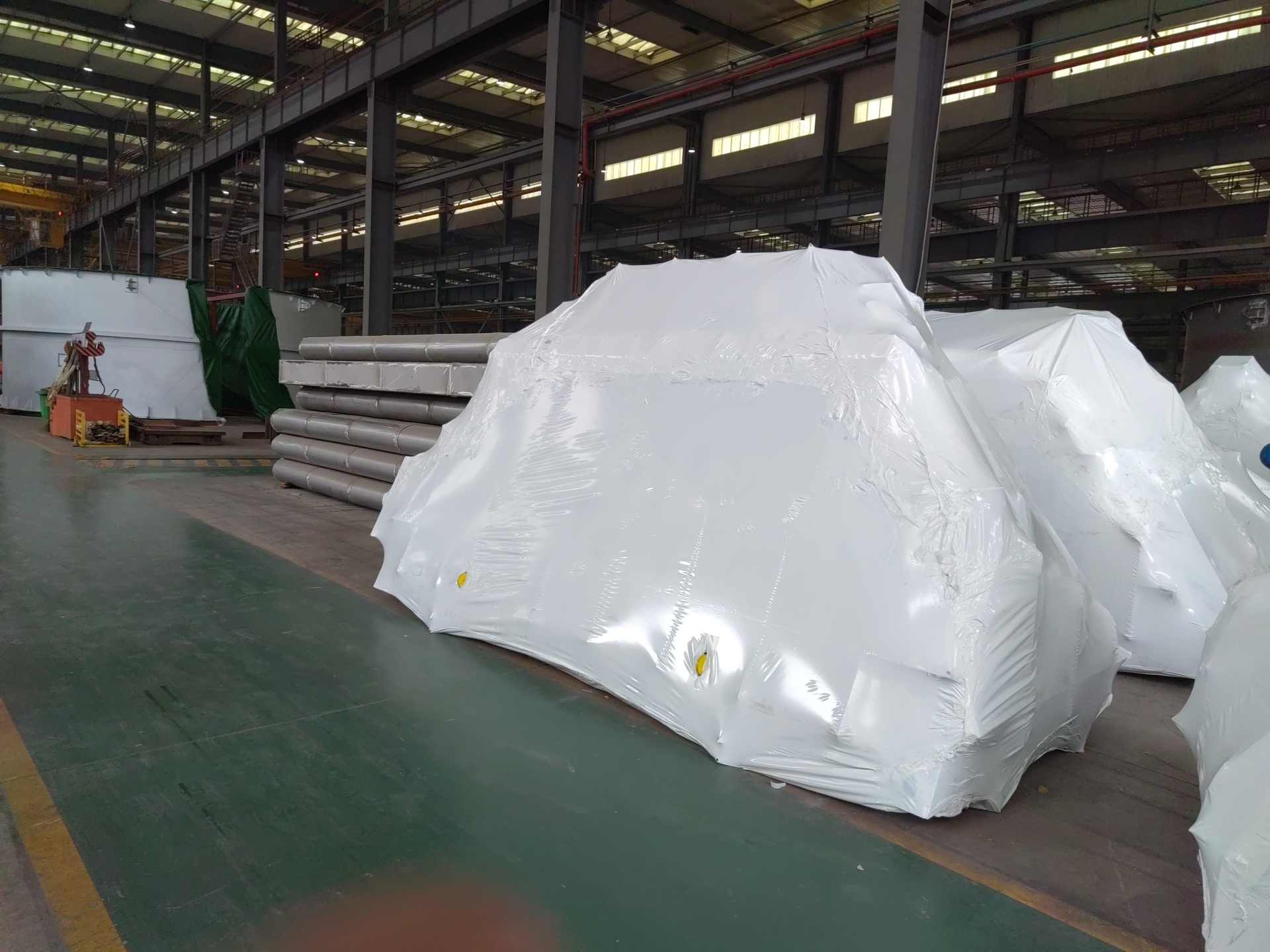 Shrink film package for heavy equipment 