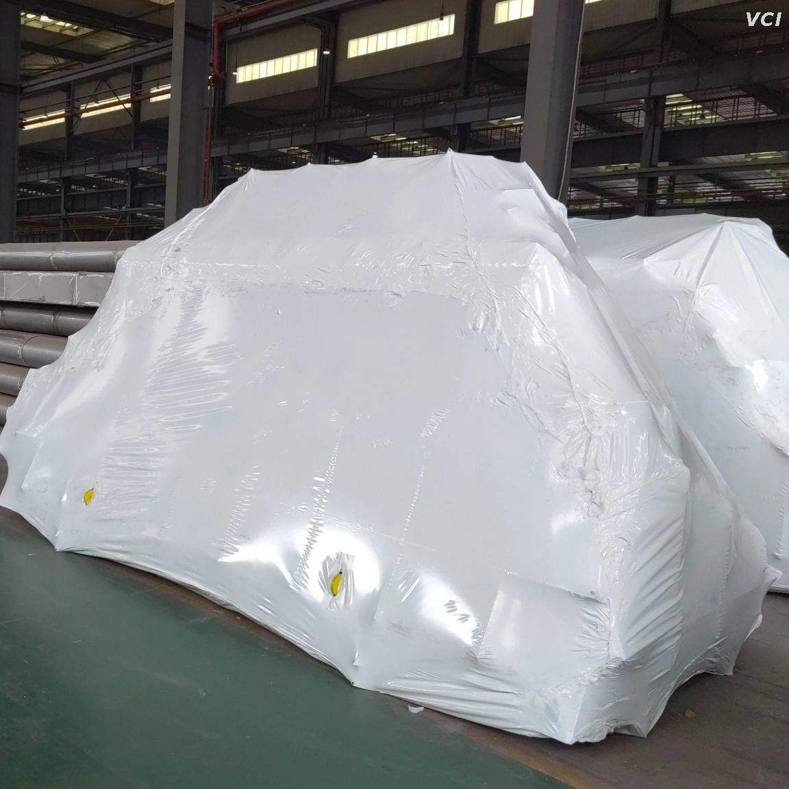 Shrink film package for heavy equipment 