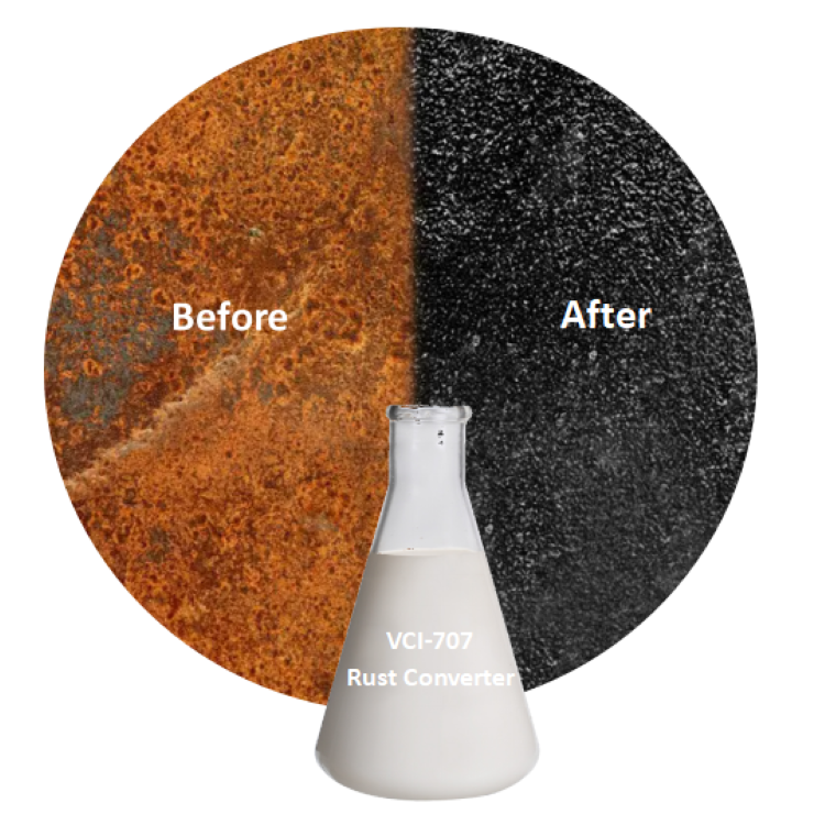 Applying rust converter on corroded industrial metal surfaces
